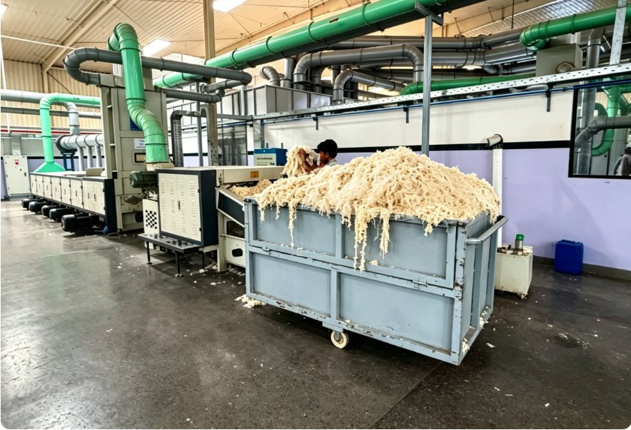 old clothes recycling line